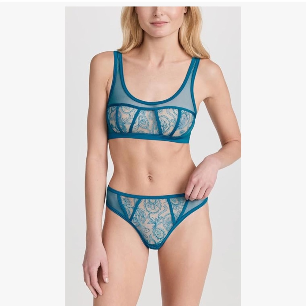 NWT Cosabella Sardenga Embroidered Pull On Bralette and Highwaist Bikini set